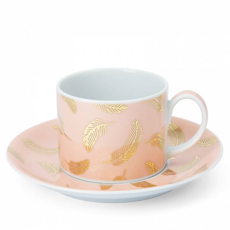Powder pink tea cup and saucer