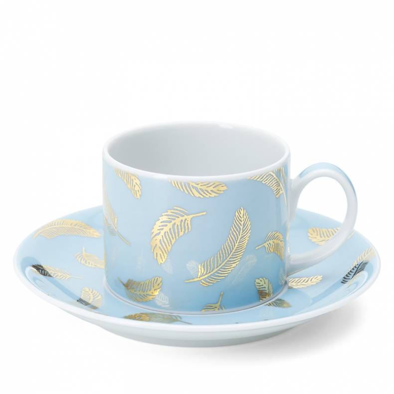 Light blue tea cup and saucer
