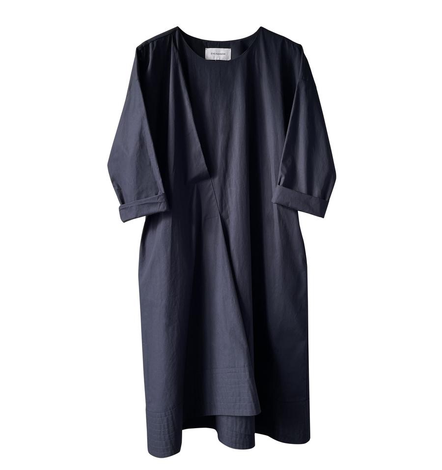 Cotton A-line dress in navy - Tallinn Design House