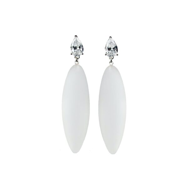 Earrings Nymphe White Stone and Transparent Rubber