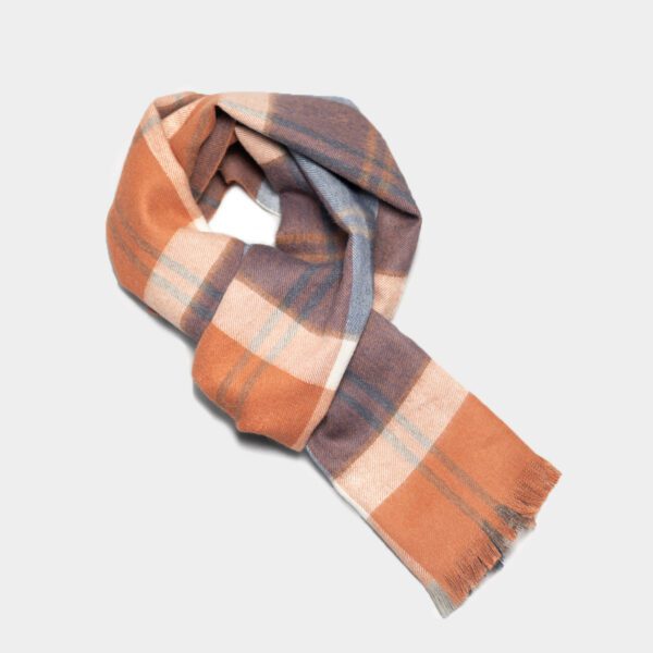 Alpaka bronze-indigo-tartan-scarf