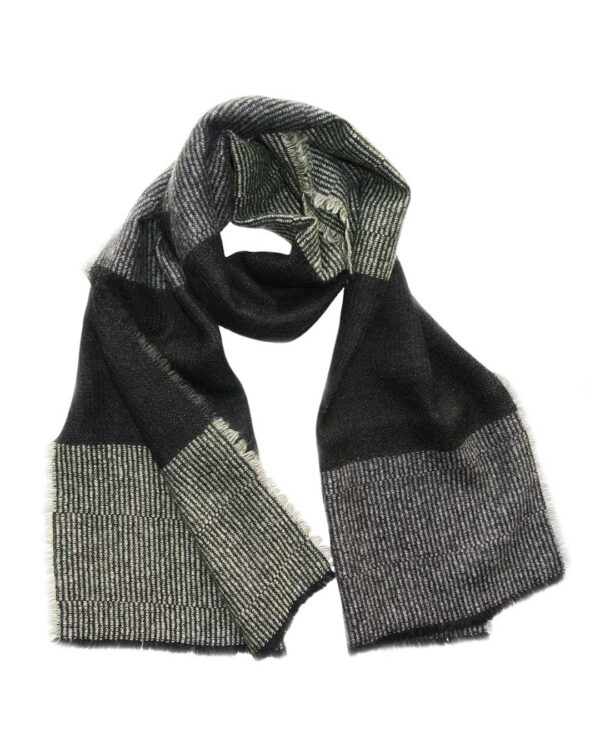 Kelpman-Textile-Linear-mohair-wool-scarf-green-gray-black