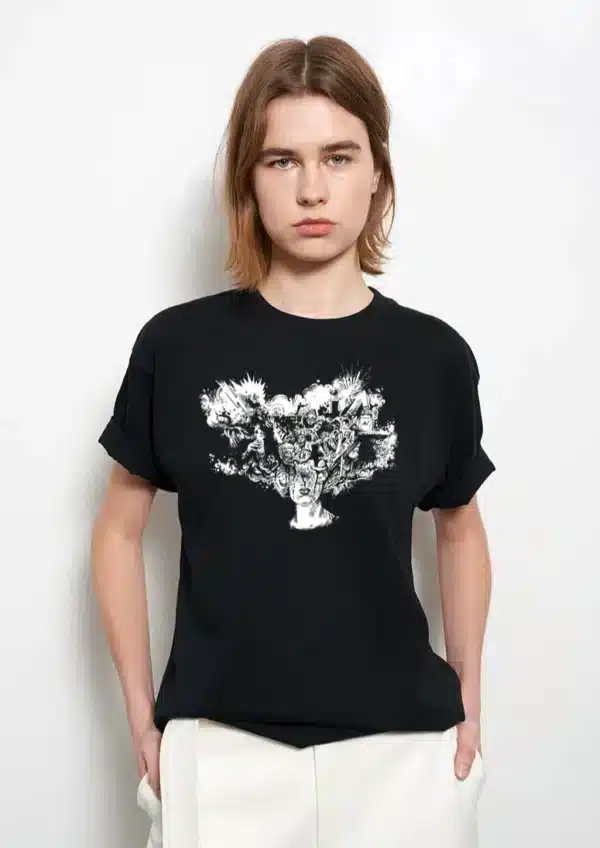 Eve Hanson Black cotton jersey t-shirt with white head