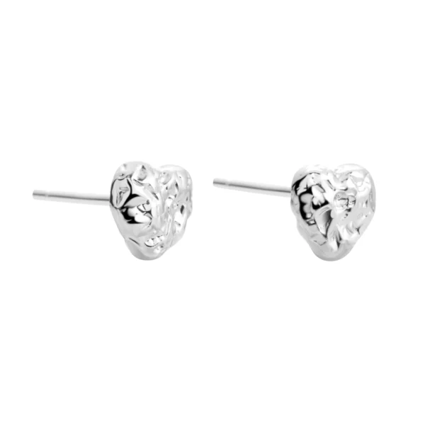 Onehe Heart shaped silver stud earrings
