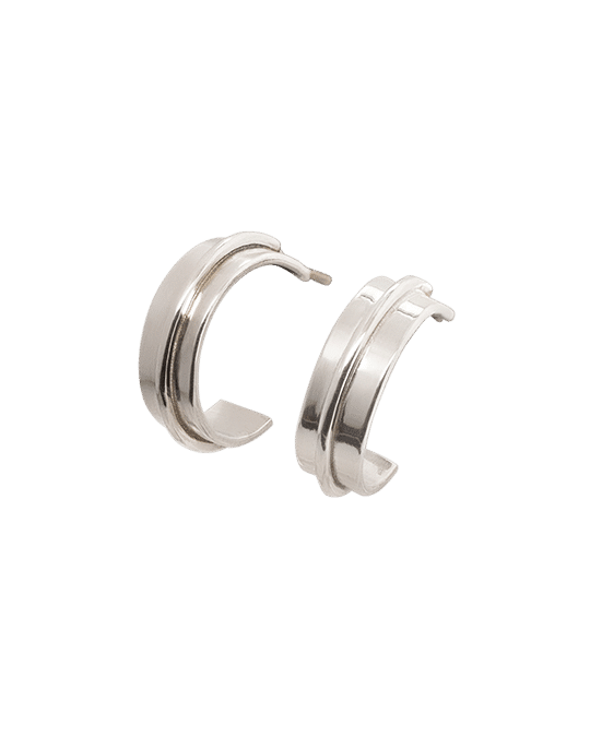 Linear Hoop Earrings silver