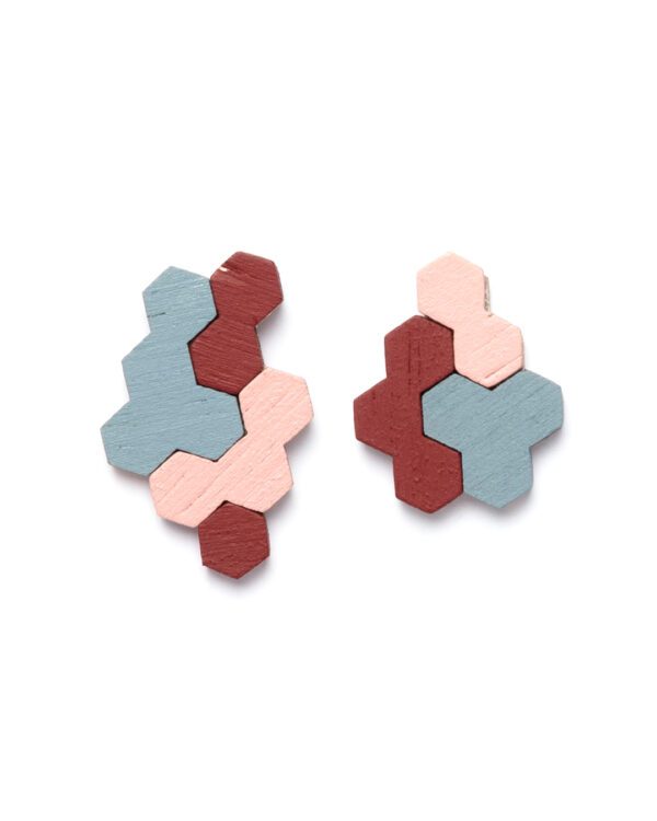 Earrings PUZZLE red/pink/blue