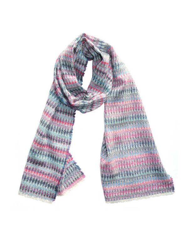 HARLEQUIN-merino-blend-wool-scarf-blue-pink-kel110