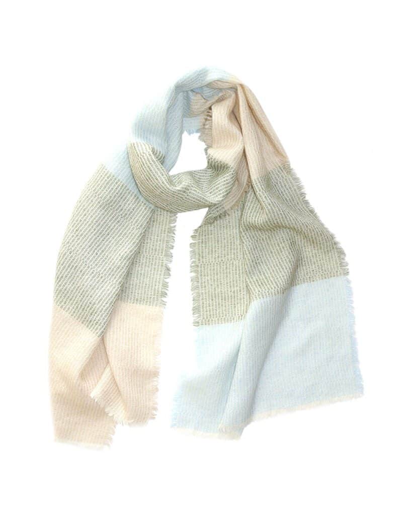 Linear mohair scarf light blue/green/beige