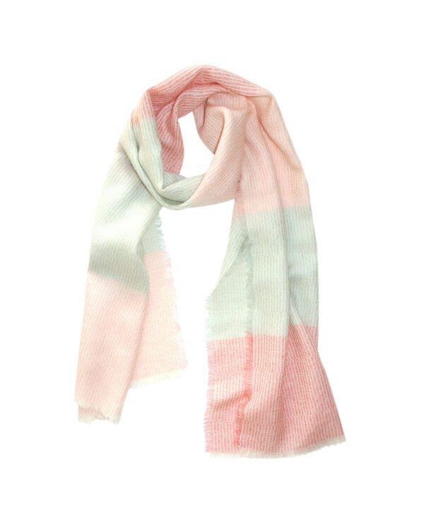 Linear-mohair-blend-wool-scarf-light-pink-green-kel120