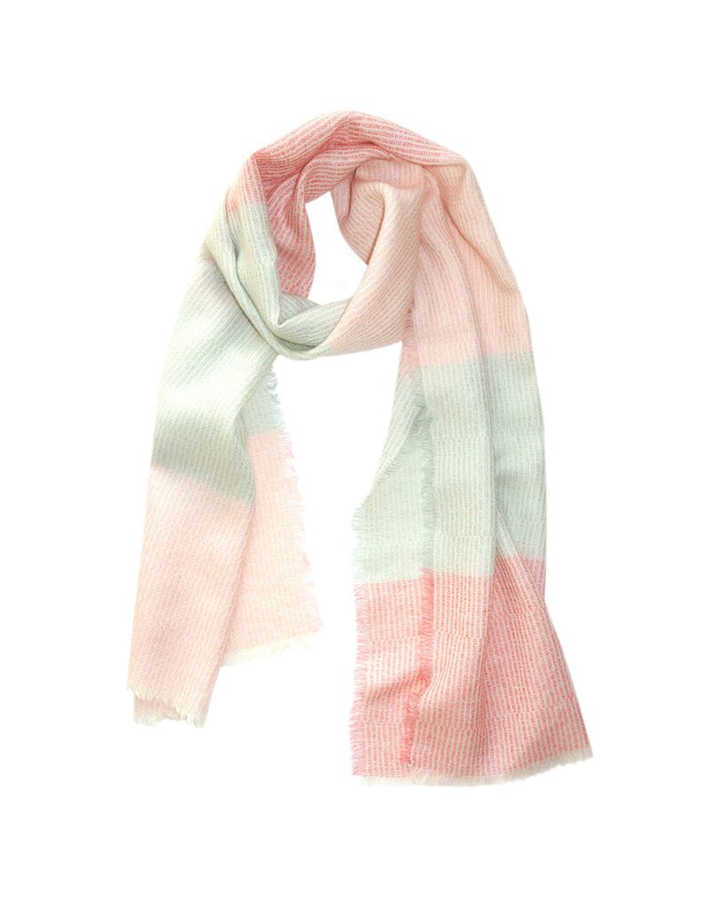 Linear mohair scarf pink tones/light green