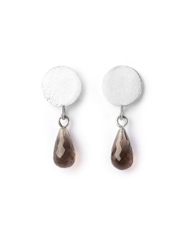 Earrings Lunar Silverlight with smoky quartz
