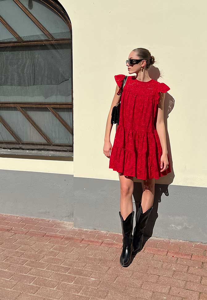Red cotton dress