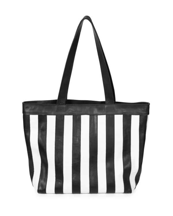 Black and white striped shoulder bag