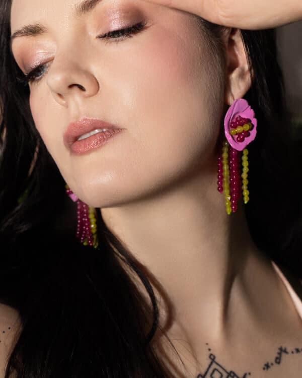 Exotic Fruit Earrings Yellow and Pink