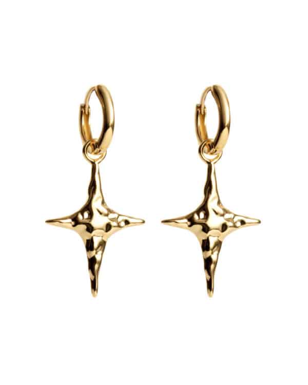 Star golden hoop earrings