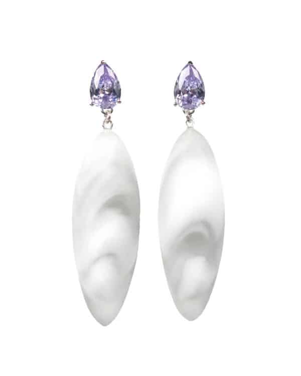 Nymphe Earrings With Lavender Stone and Misty Rubber