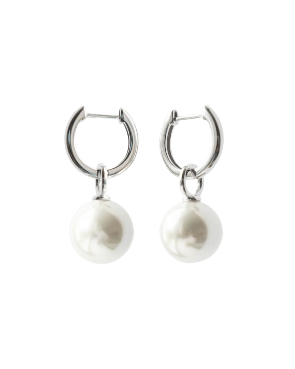 Earrings Night Pearl Loop Rhodium