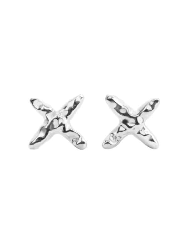 Cross silver stud earrings