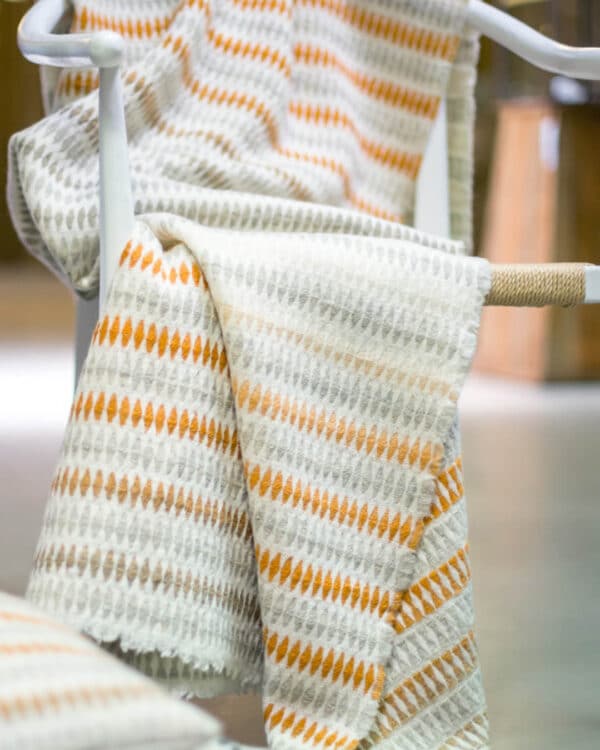 HARLEQUIN wool throw blanket ocher-gray gradient