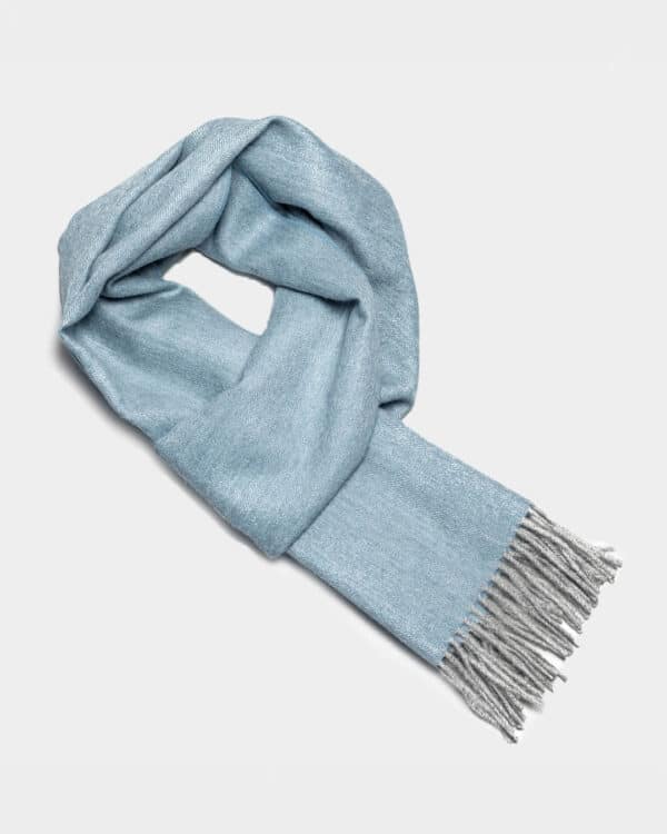 Scarf Exclusive Fishbone ocean blue – beige