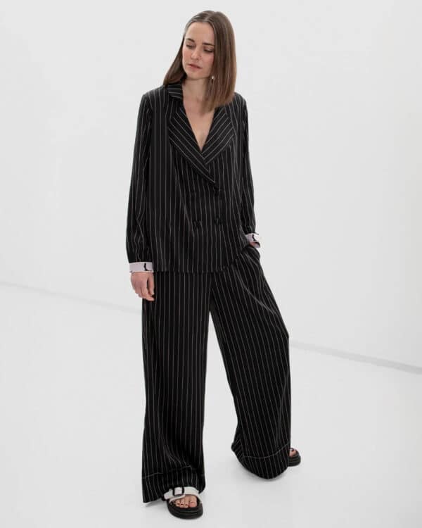 Striped PJ Trousers Black and White