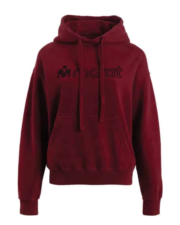 Womens cotton hooded sweatshirt dark red