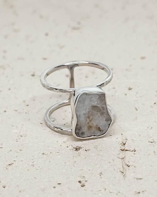 Earth ring tan silver