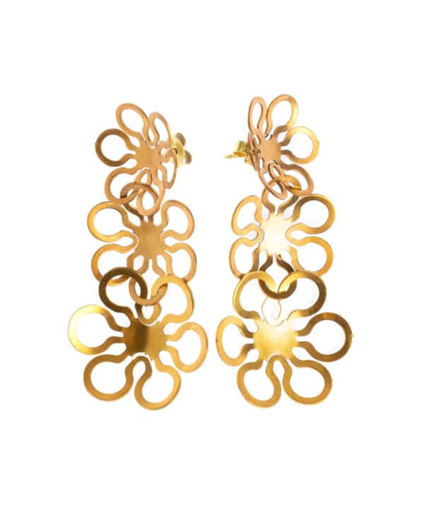 Earrings Net Flores 3 module golden