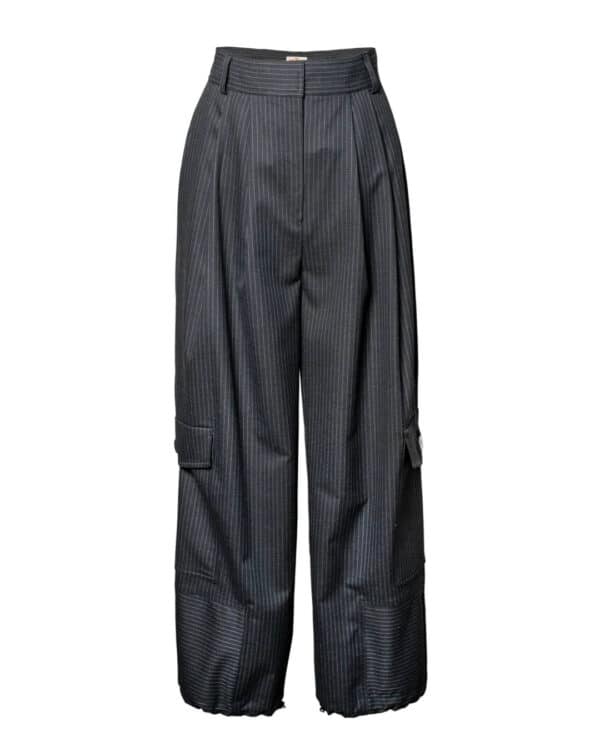 TARA Pinstripe Pants – Dark Grey