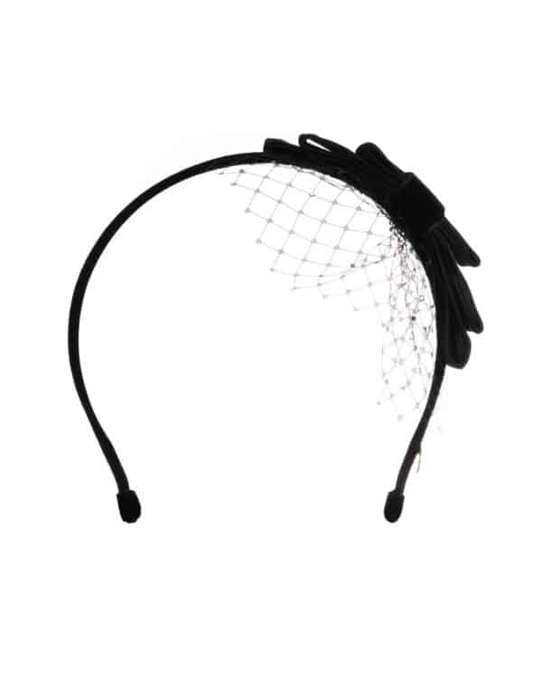 Black Bow and Net Headband