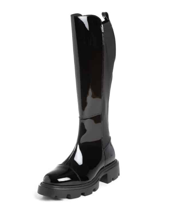 Black laquer high boots