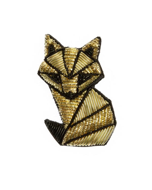 Goldwork brooch origami Fox