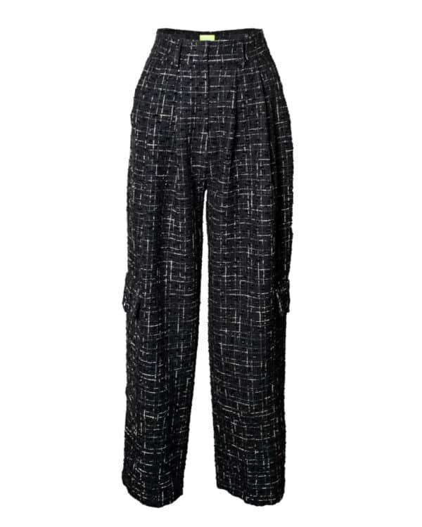 TARA Checkered Pants – dark grey