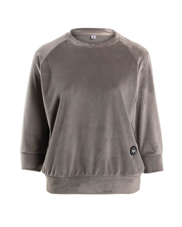 3/4 Sleeve Milano Velour Velvet Sweatshirt Light Grey