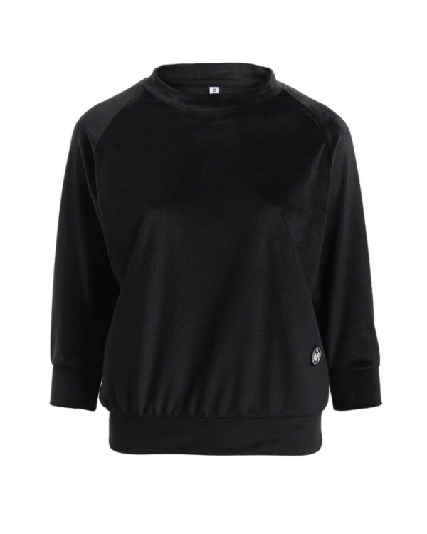 3/4 Sleeve Milano Velour Velvet Sweatshirt Black