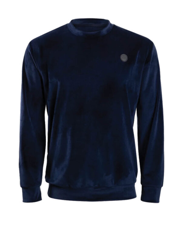 Velvet Sweatshirt with O-Neck for Men Dark Blue