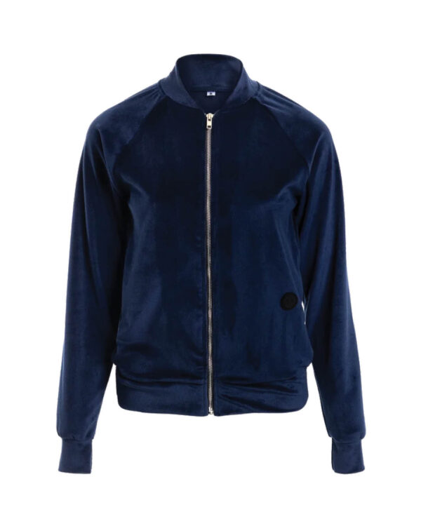 Zip-Up Velvet Sweatshirt for Women Dark Blue