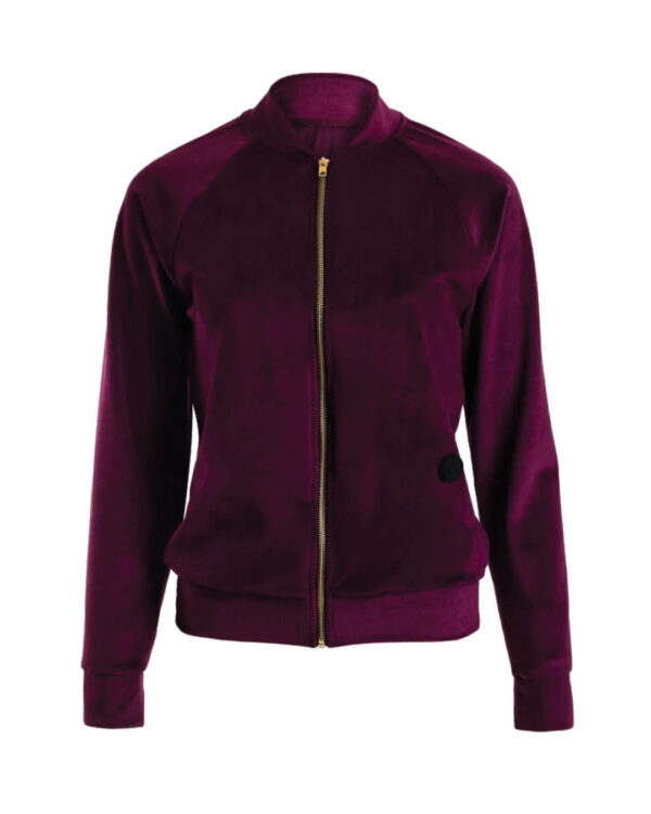 Velvet Zip-Up for Women Sweatshirt Purple