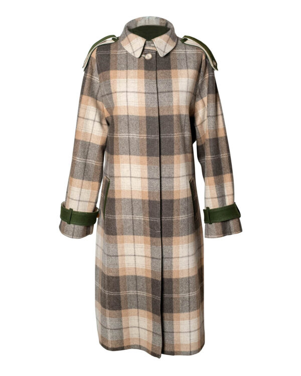 LENE Wool Coat Checked Brown