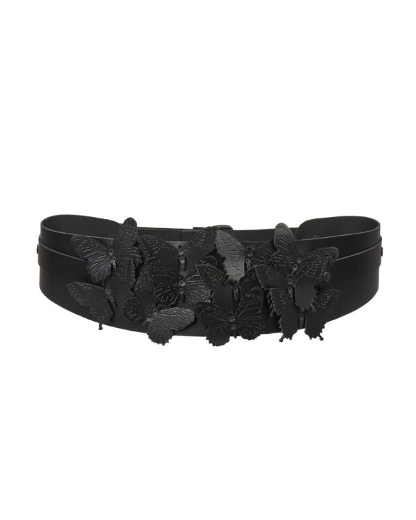 Leather Belt Luna with Butterflies