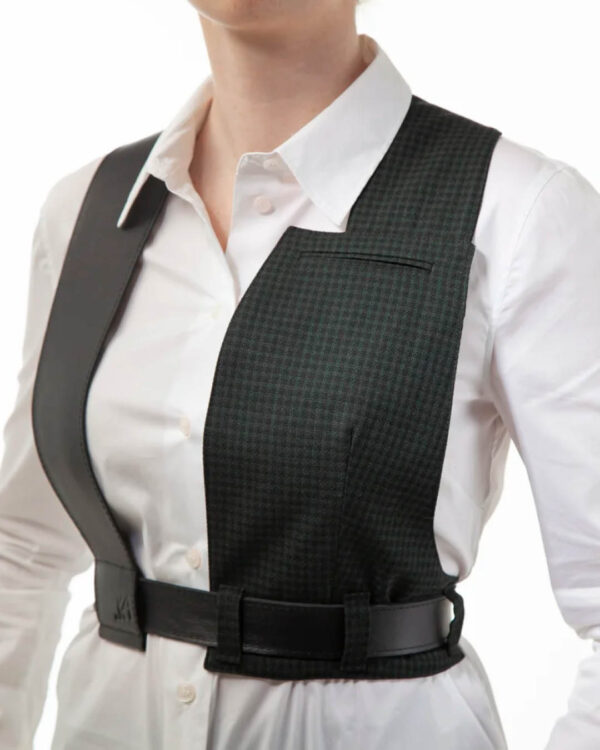 Vest-aksessuaar roheline ruutudega – mustad rihmad - By Kaire Avi_4