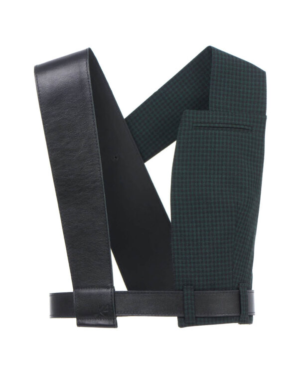 Vest-aksessuaar roheline ruutudega – mustad rihmad