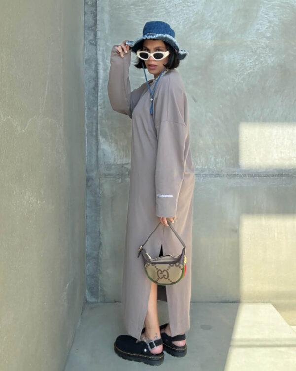 The ORIGINAL long sleeve dress coffee-brown