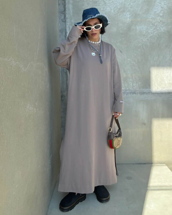 Kohvipruun pikkade varrukatega kleit ORIGINAL - Less Stress Clothes_3
