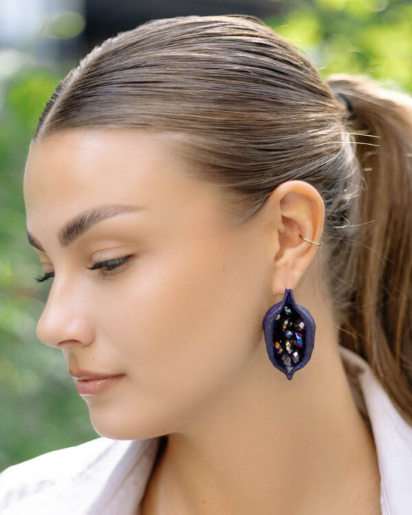 Crystalline Legume Earrings Black / Blue / Red