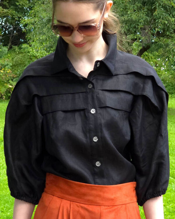 Black Linen Blouse