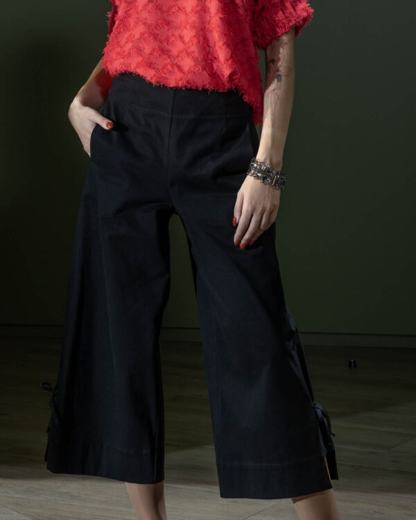 Black Cropped Wide-leg Pants