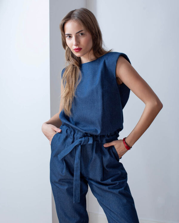 Dark Blue Denim Jumpsuit