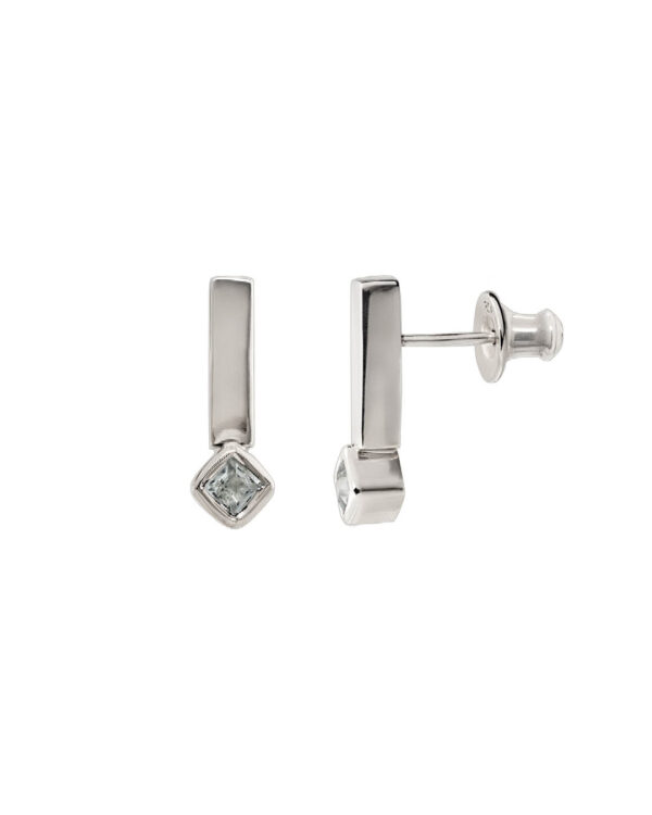 Line hõbekõrvarõngad 1 topaasiga - Kristiina Ploom Jewellery_