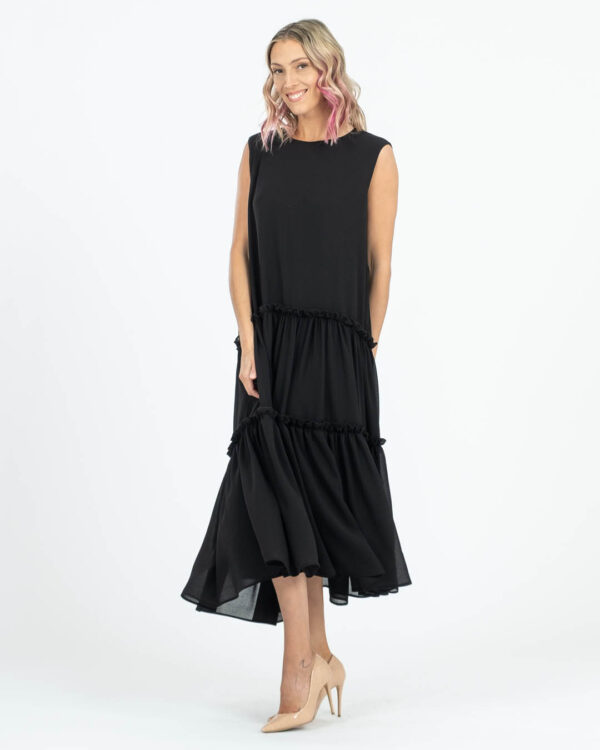 Aria black ruffled dress